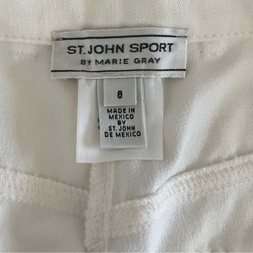 St. John Sport White Straight Leg Pants Stretch Trousers Sz 8 Workwear Coastal - Picture 8 of 13